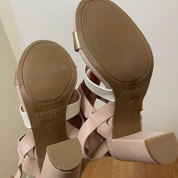 Bamboo Pale Pink strappy slingback heels size US 6 - Picture 5 of 6